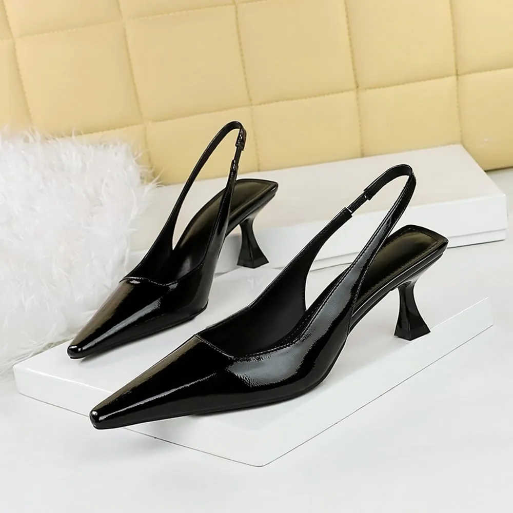BEAUPAS Women's Slingback Pumps Pointed Toe Kitten Heel Shoes