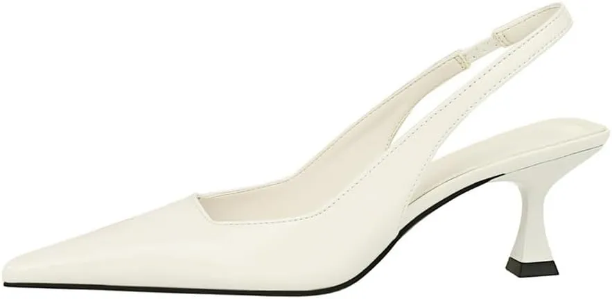 BEAUPAS Women's Slingback Pumps Pointed Toe Kitten Heel Shoes