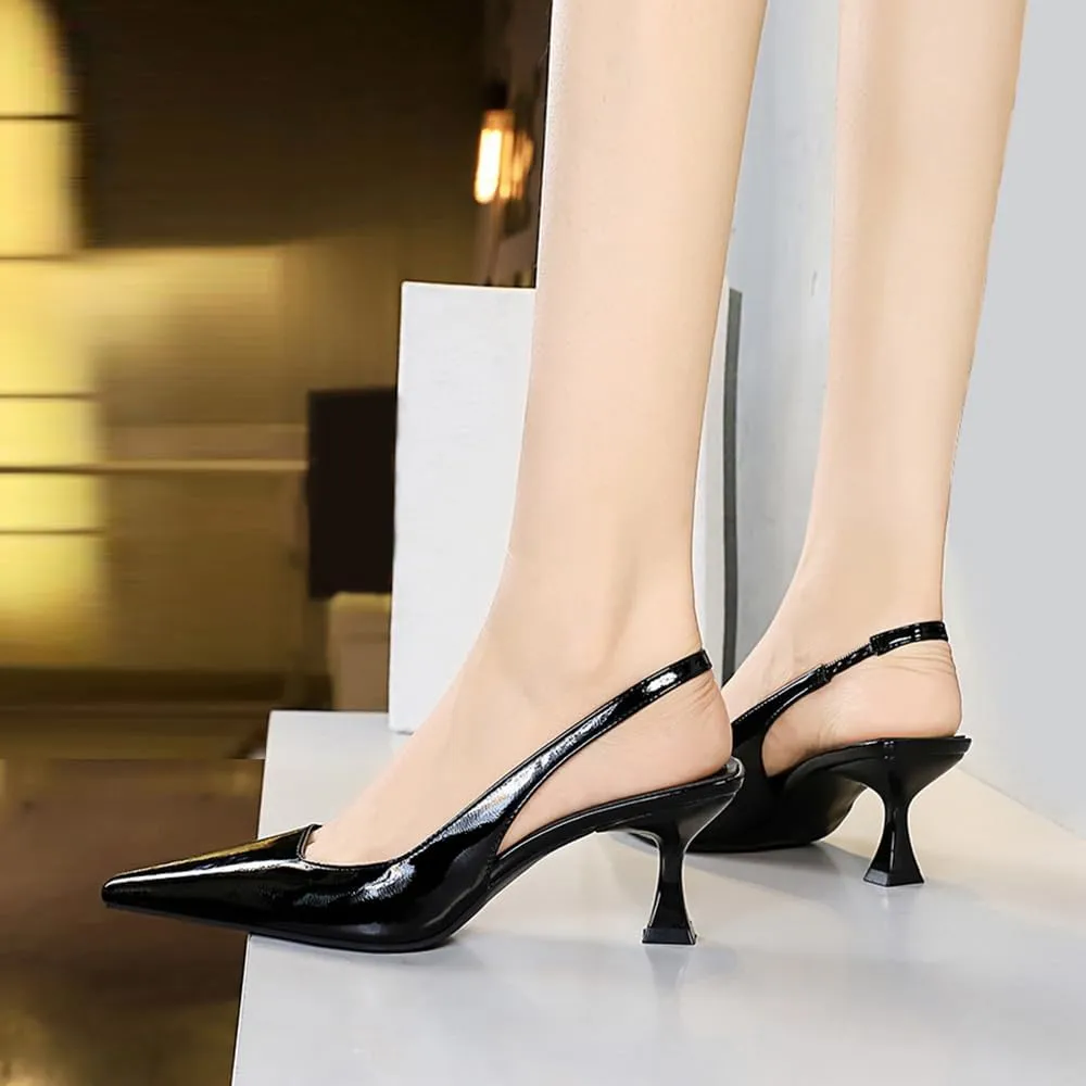 BEAUPAS Women's Slingback Pumps Pointed Toe Kitten Heel Shoes