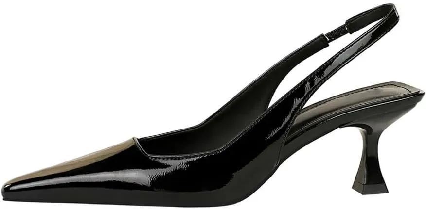 BEAUPAS Women's Slingback Pumps Pointed Toe Kitten Heel Shoes