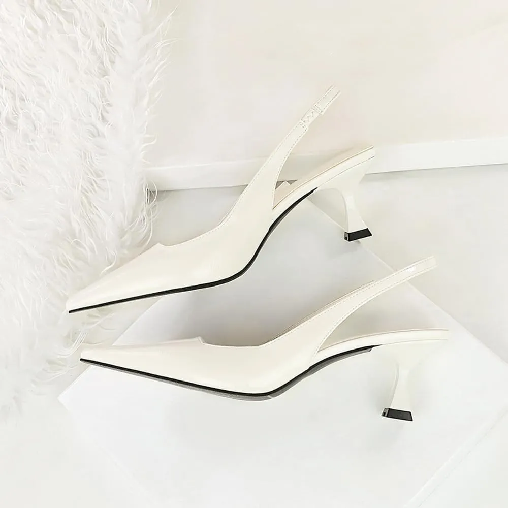 BEAUPAS Women's Slingback Pumps Pointed Toe Kitten Heel Shoes