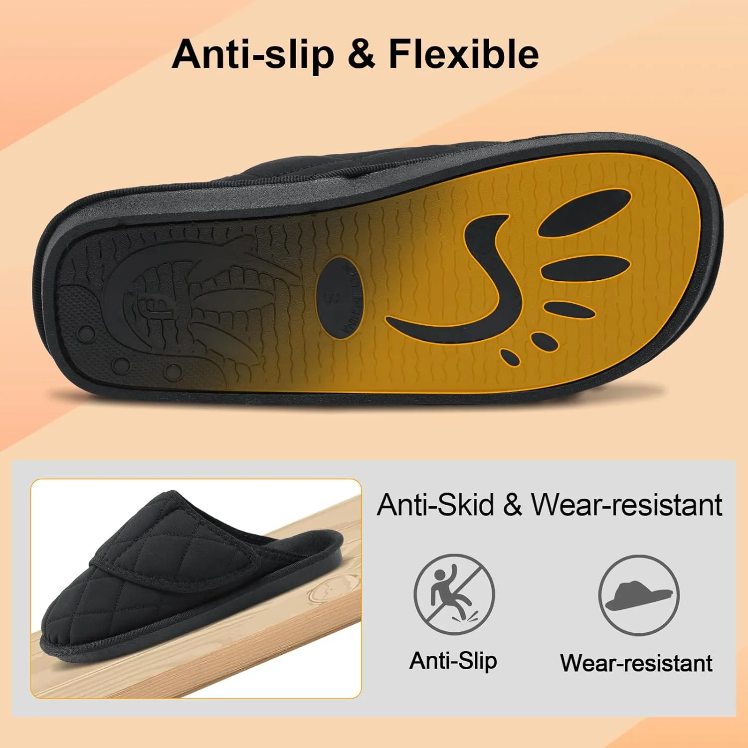 Besroad Womens Slippers Wide Diabetic Shoes Adjustable House Slippers Memory Foam Bedroom Shoes Arthritis Edema Indoor Outdoor