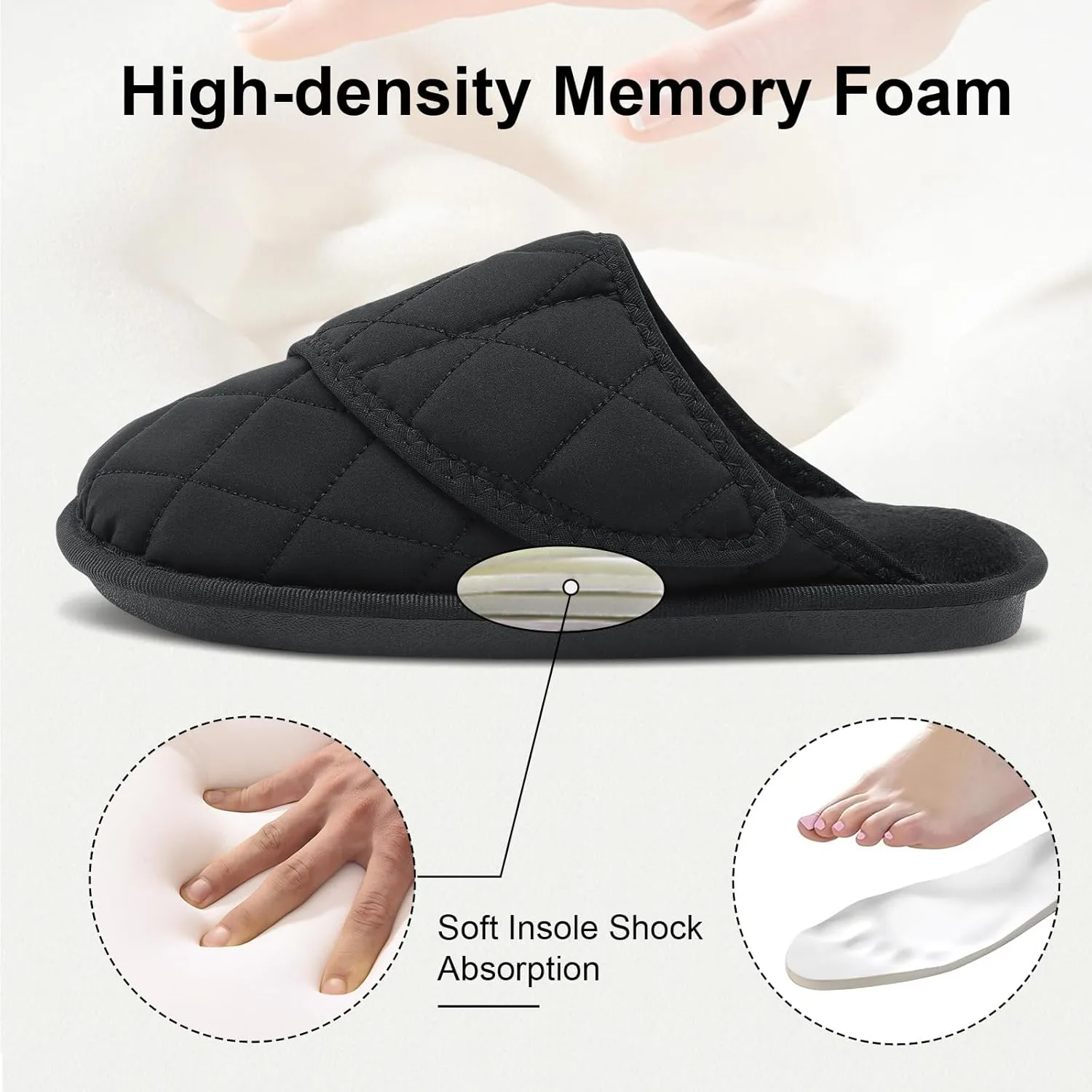 Besroad Womens Slippers Wide Diabetic Shoes Adjustable House Slippers Memory Foam Bedroom Shoes Arthritis Edema Indoor Outdoor