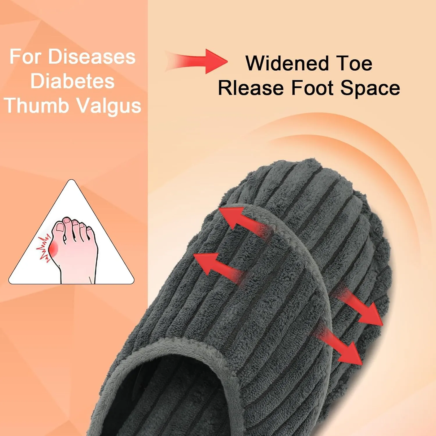 Besroad Womens Slippers Wide Diabetic Shoes Adjustable House Slippers Memory Foam Bedroom Shoes Arthritis Edema Indoor Outdoor