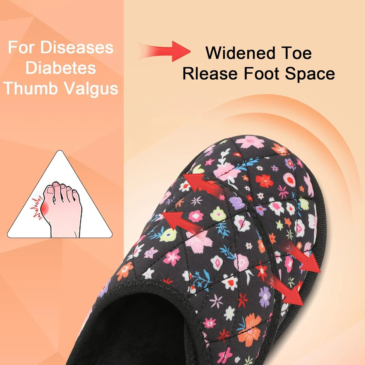 Besroad Womens Slippers Wide Diabetic Shoes Adjustable House Slippers Memory Foam Bedroom Shoes Arthritis Edema Indoor Outdoor