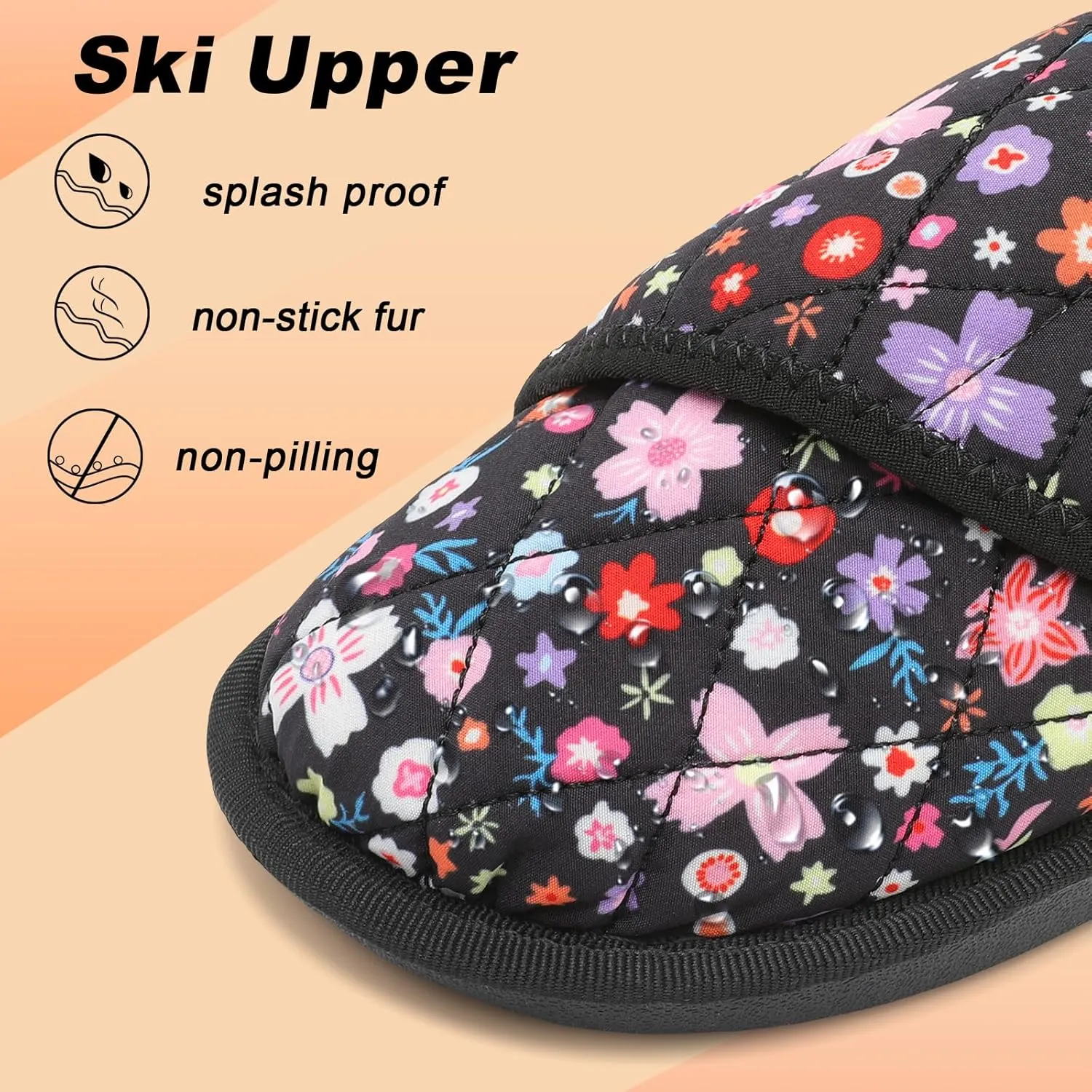Besroad Womens Slippers Wide Diabetic Shoes Adjustable House Slippers Memory Foam Bedroom Shoes Arthritis Edema Indoor Outdoor