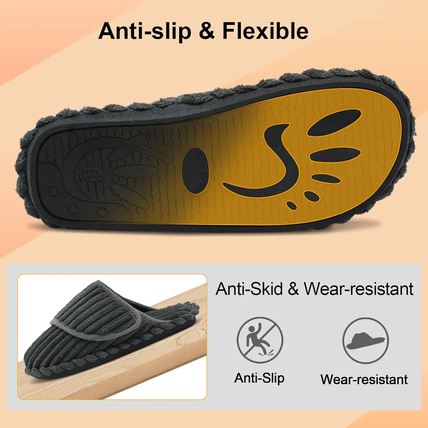Besroad Womens Slippers Wide Diabetic Shoes Adjustable House Slippers Memory Foam Bedroom Shoes Arthritis Edema Indoor Outdoor