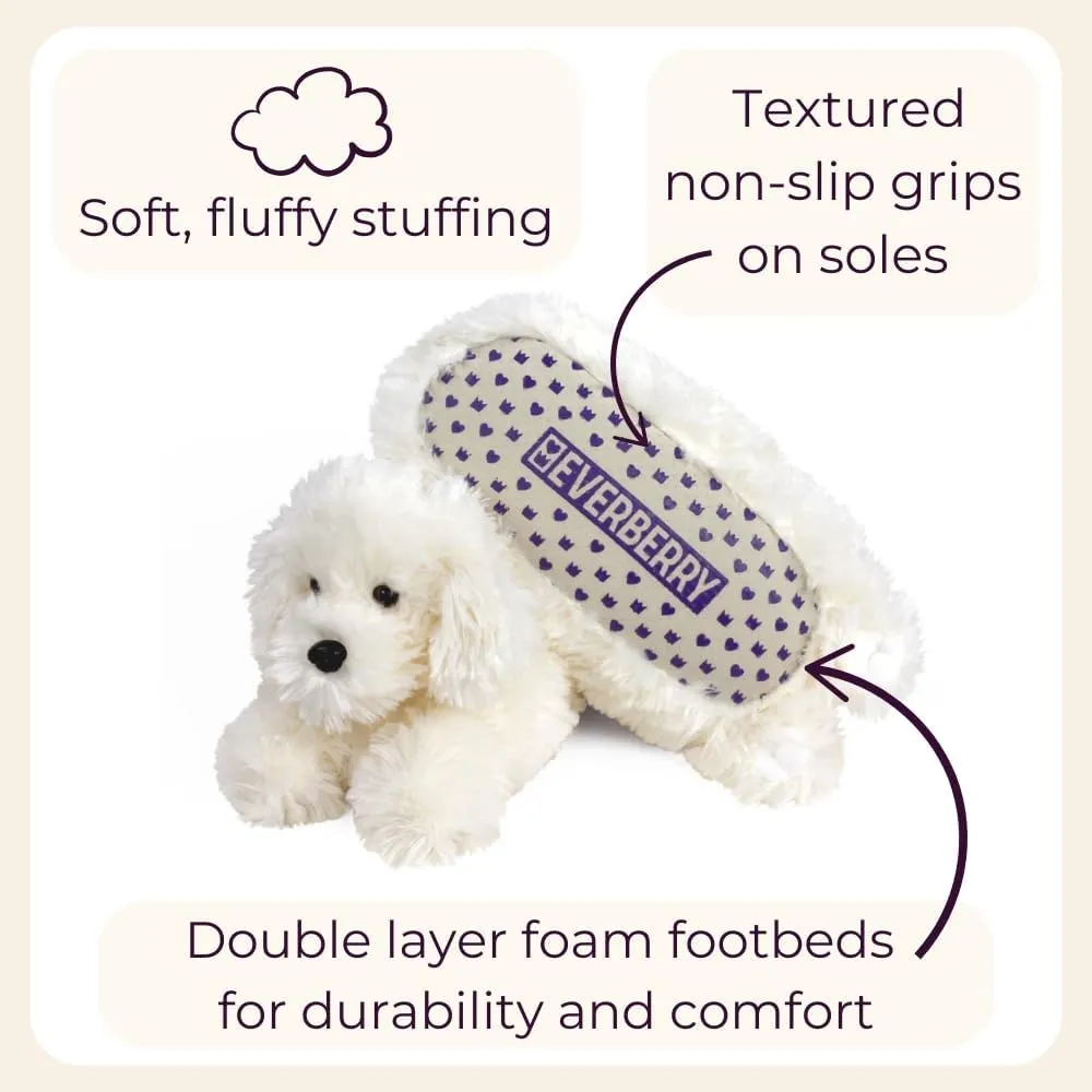 Bichon Frise Slippers for Women and Men - Fuzzy Plush Dog Slippers for Adults