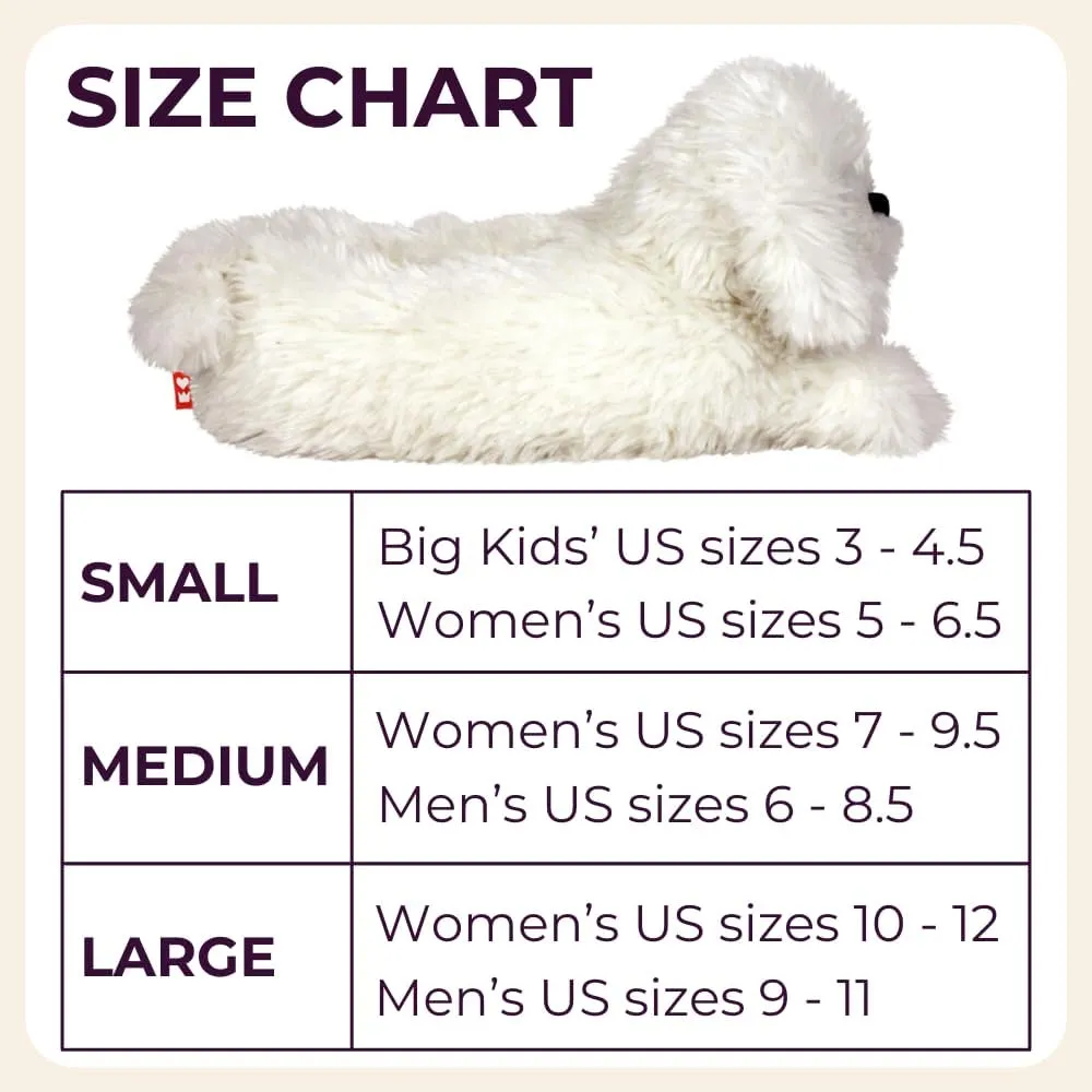 Bichon Frise Slippers for Women and Men - Fuzzy Plush Dog Slippers for Adults