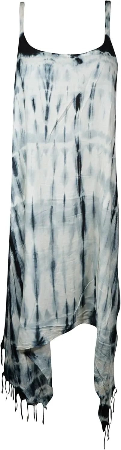 Black & White Tie-Dye Tank Dress – Breezy Summer Beach Cover-Up for Women S