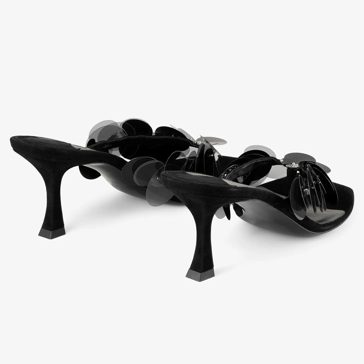 Black Flip Flop Heels Sandals for Women with Plastic Disc Straps Comfortable Slip on Open Toe Kitten Heel Thong Sandal Casual Summer Dressy Shoes.