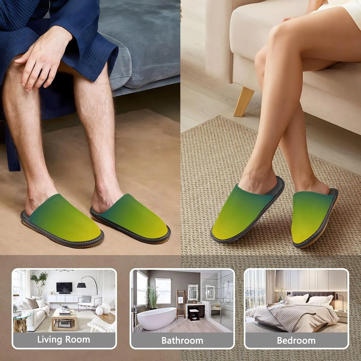 Black Red House Slippers for Women Men Non-Slip Slip On Slippers
