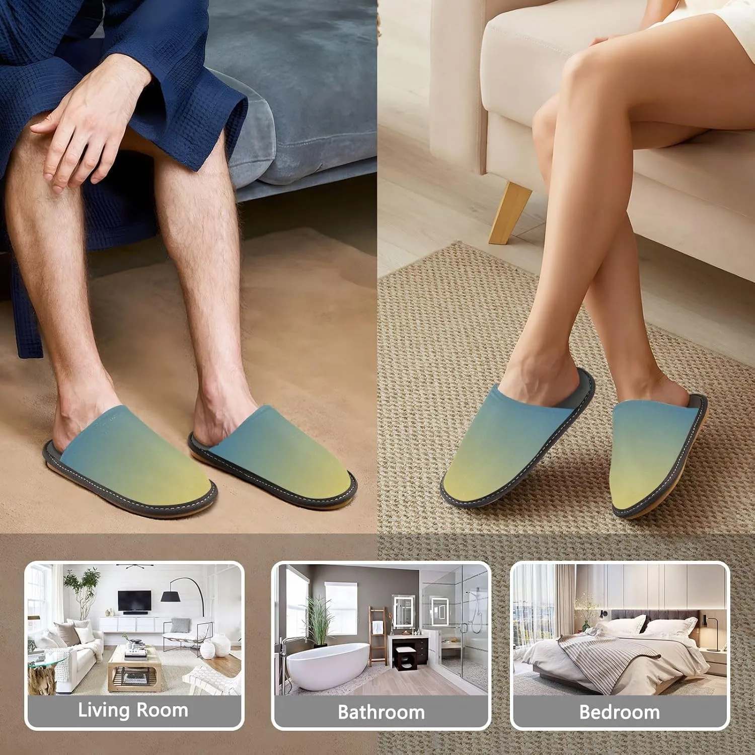 Black Red House Slippers for Women Men Non-Slip Slip On Slippers