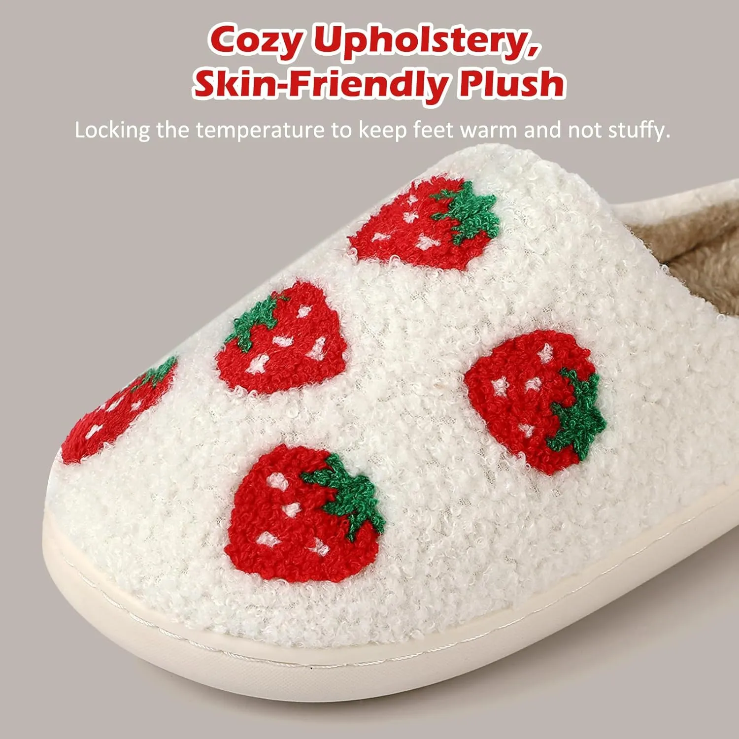 bolukets House Slippers for Women and Men, Retro Soft Warm Fuzzy Cherry Slippers, Casual Couple Fluffy Winter Strawberry Slippers for Indoor Bedroom