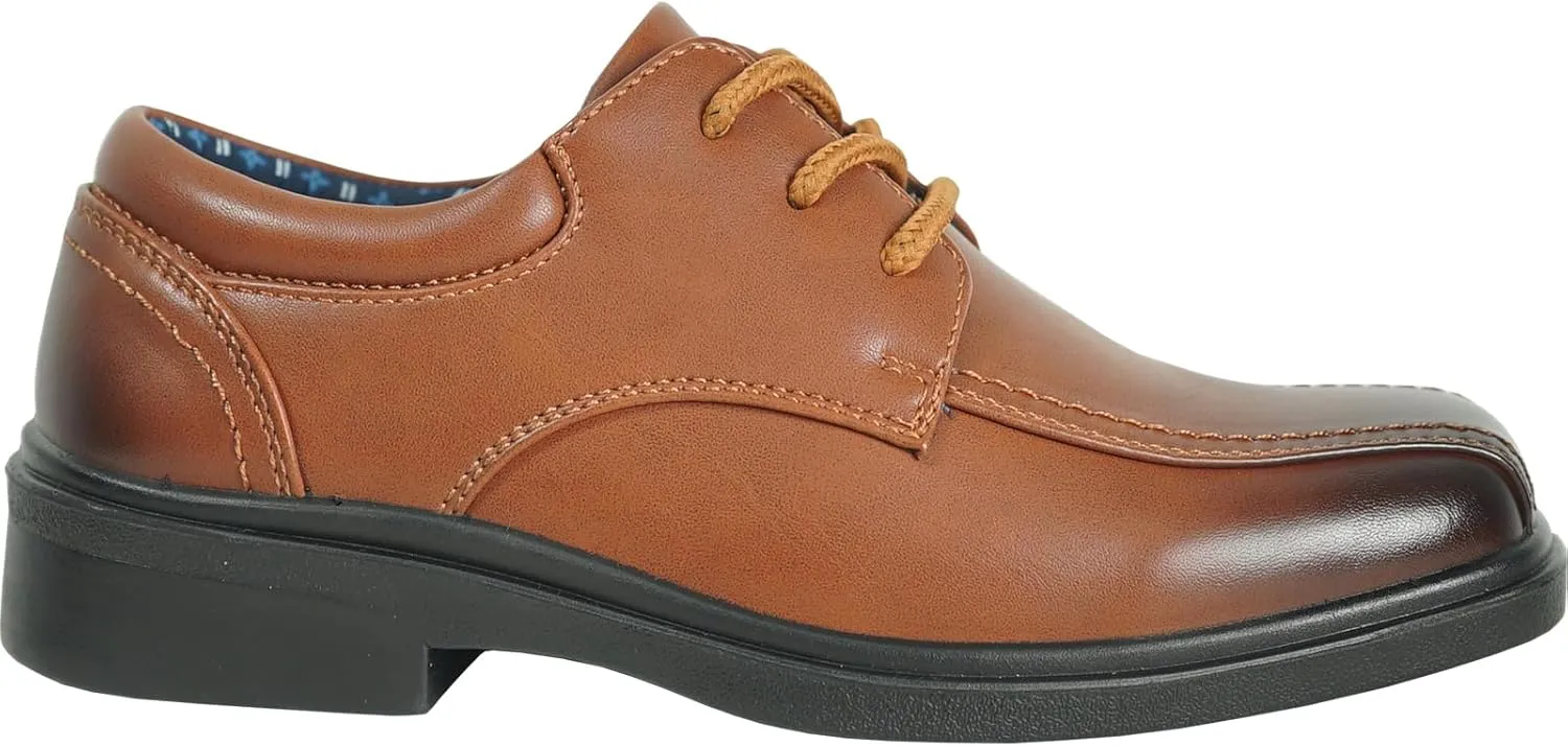 bravo! Boy Classic Slip-on Loafer and Lace-up Oxford William Kid Dress Shoe School Uniform with Removable Insole and Square Toe Black Brown Black Patent