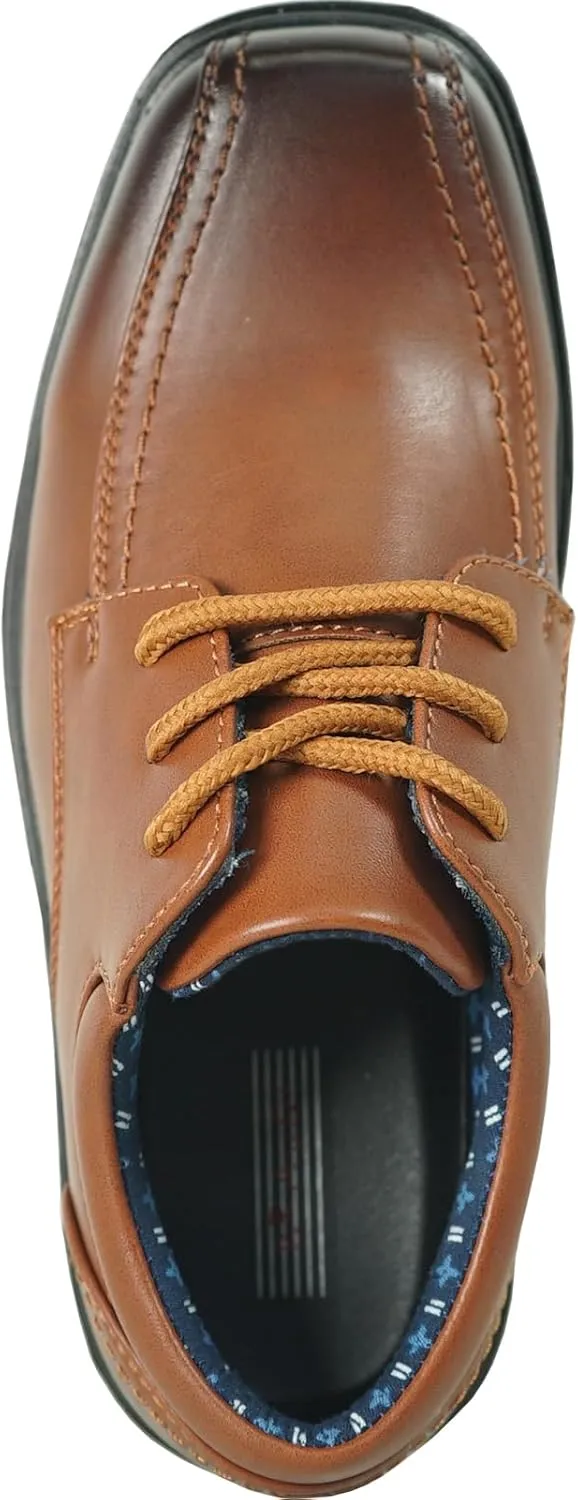 bravo! Boy Classic Slip-on Loafer and Lace-up Oxford William Kid Dress Shoe School Uniform with Removable Insole and Square Toe Black Brown Black Patent