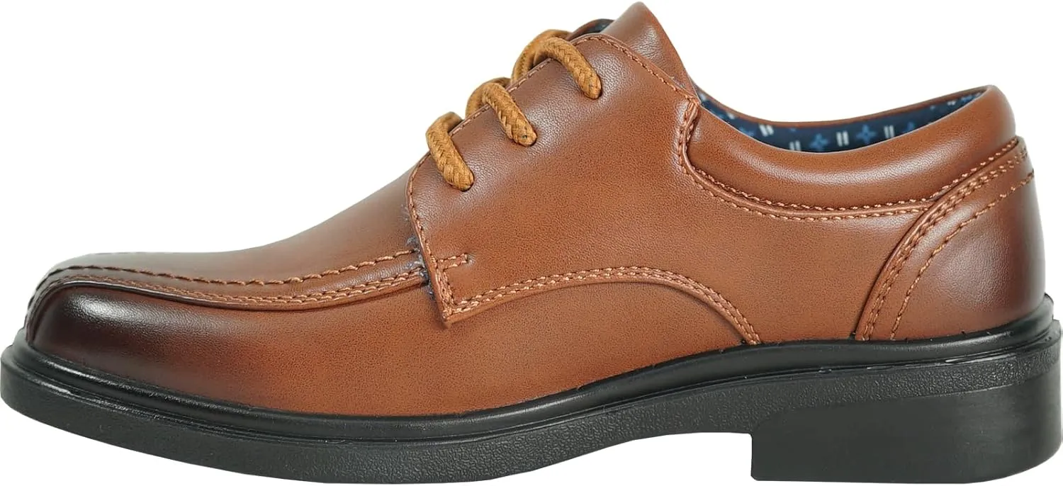 bravo! Boy Classic Slip-on Loafer and Lace-up Oxford William Kid Dress Shoe School Uniform with Removable Insole and Square Toe Black Brown Black Patent