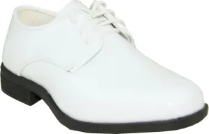 Bravo Vangelo Boy Tuxedo Shoe TUX-1K Square Toe for Wedding and Formal Event Wrinkle Free White Patent (1 M US Little Kid)