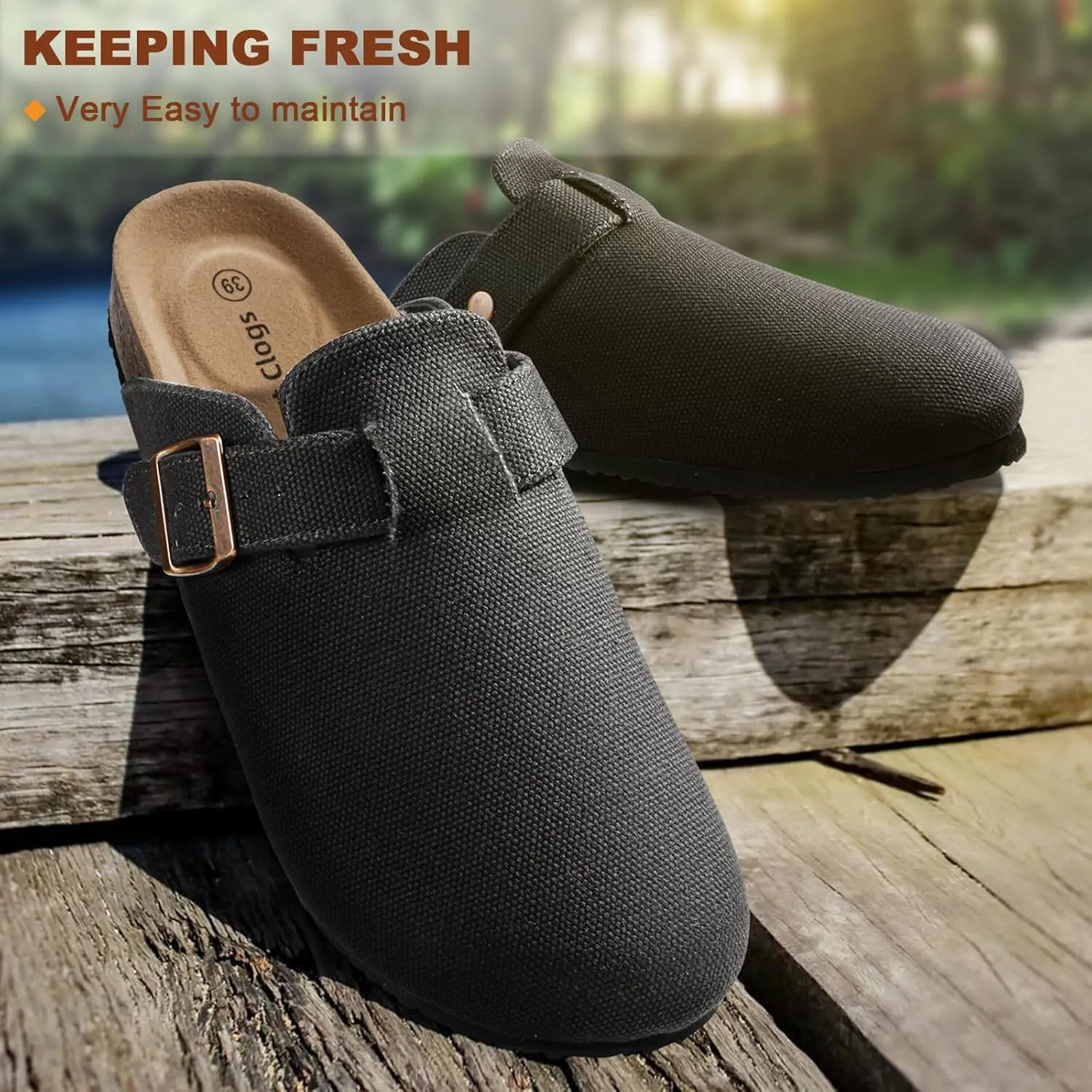 BULLIANT Men Clogs Mules Sandals Slippers Nurse Shoes Unisex-Suede Upper Cushioned Cork-Footbed