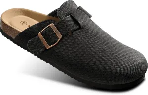 BULLIANT Men Clogs Mules Sandals Slippers Nurse Shoes Unisex-Suede Upper Cushioned Cork-Footbed