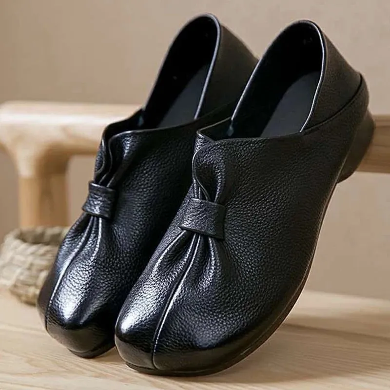 Butterfly Knot Soft Slip on Leather Shoes