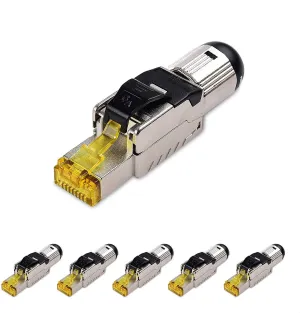 Cable Matters 6-Pack Tool-Free Shielded Cat6a / Cat6 RJ45 Termination Plug Connector, 10Gbps Cat 6 Plug