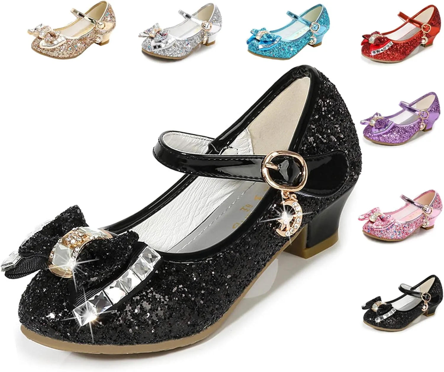 Cadidi Dinos Girls Dress Shoes Wedding Party Heel Mary Jane Princess Flower Shoes (Toddler/Little Kid/Big Kid)