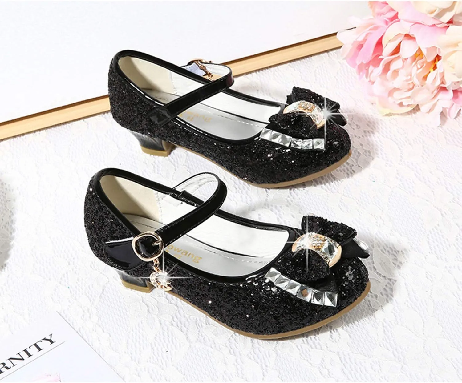 Cadidi Dinos Girls Dress Shoes Wedding Party Heel Mary Jane Princess Flower Shoes (Toddler/Little Kid/Big Kid)