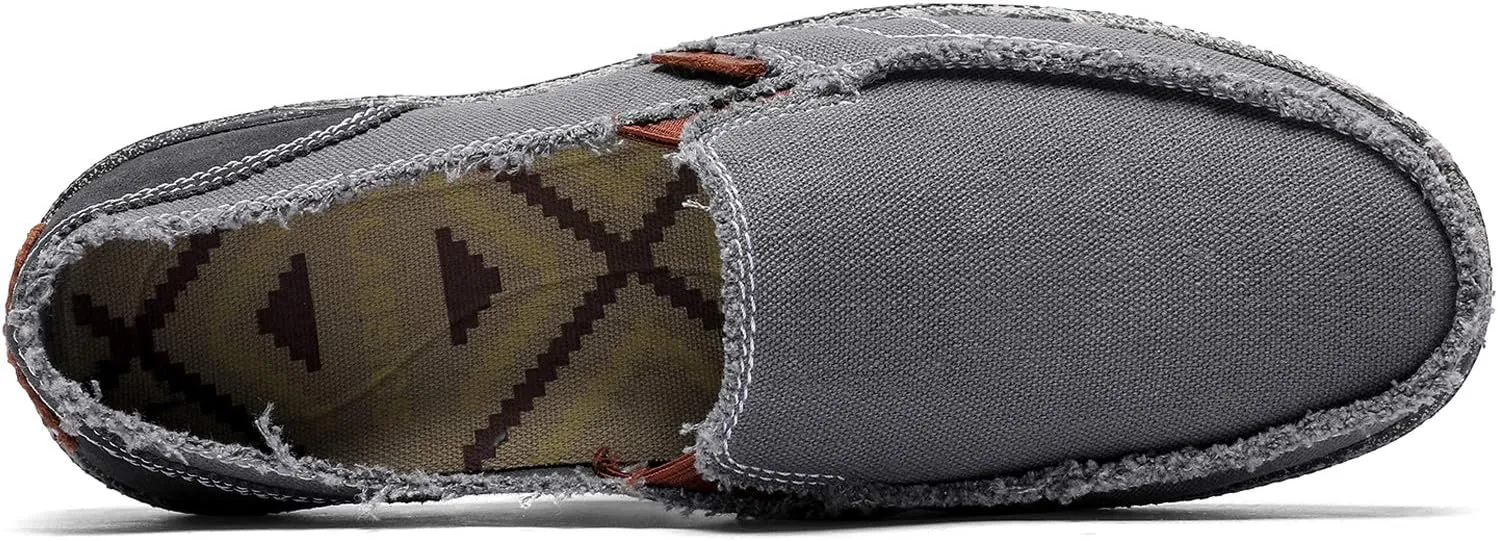 CASMAG Men's Casual Cloth Shoes Canvas Slip on Loafers Leisure Vintage Flat Boat Shoes