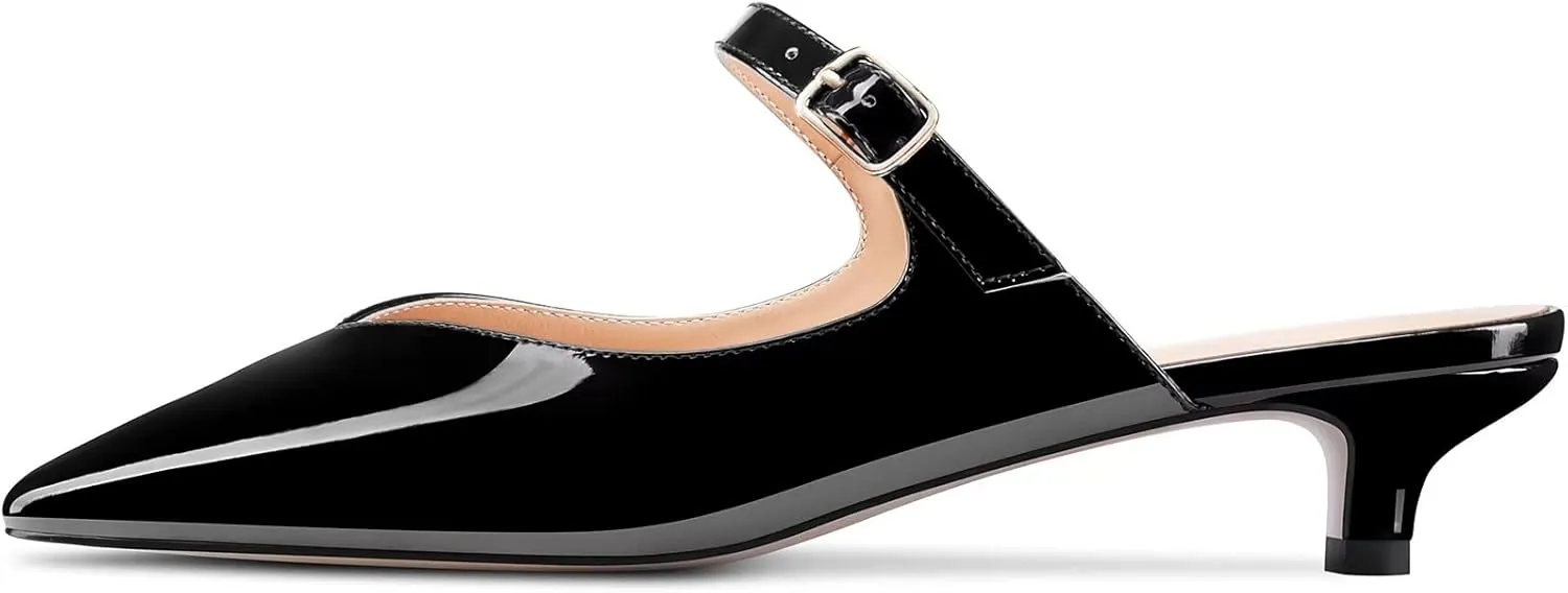 Castamere Women Low Kitten Heel Square Toe Slip-on Pumps Wedding Dress 1.2 Inches Heels