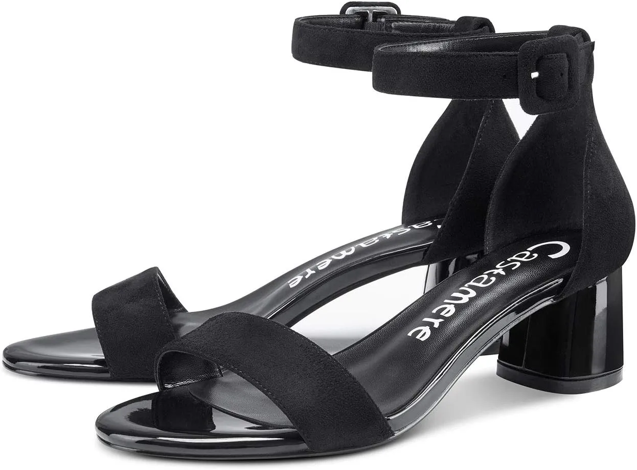 Castamere Womens Chunky Block Heel Sandals Ankle Strap Open Toe Buckle 5CM Heels Sandal