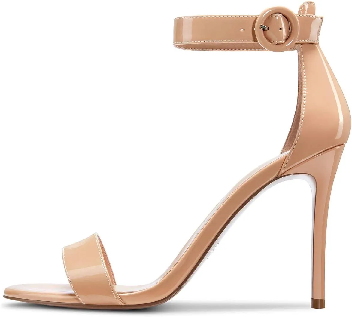 Castamere Womens High Heels Sandals Buckle Ankle Strap Open Toe Basic 10CM Stilettos Sandal