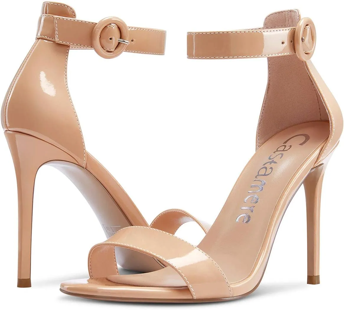 Castamere Womens High Heels Sandals Buckle Ankle Strap Open Toe Basic 10CM Stilettos Sandal