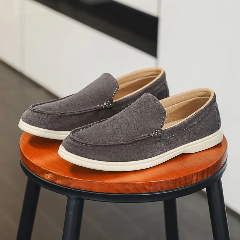 Casual Suede Loafers, Slip-On Comfort Shoes, Available in Grey, Tan, Charcoal