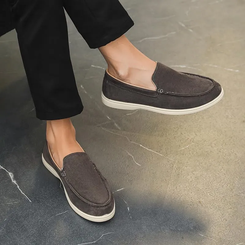 Casual Suede Loafers, Slip-On Comfort Shoes, Available in Grey, Tan, Charcoal
