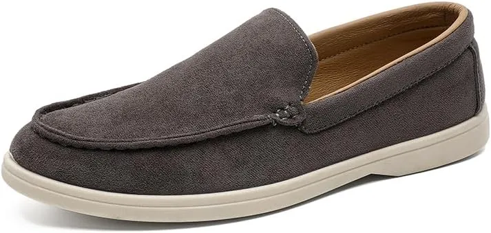 Casual Suede Loafers, Slip-On Comfort Shoes, Available in Grey, Tan, Charcoal