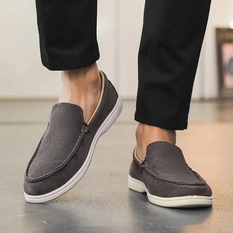 Casual Suede Loafers, Slip-On Comfort Shoes, Available in Grey, Tan, Charcoal