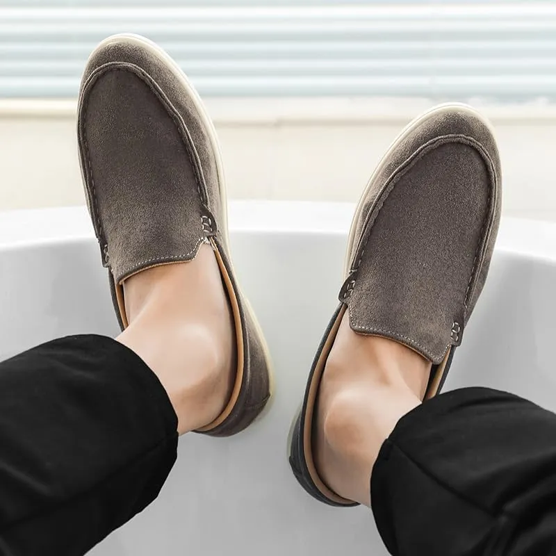 Casual Suede Loafers, Slip-On Comfort Shoes, Available in Grey, Tan, Charcoal