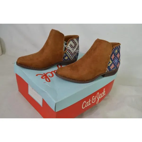 Cat & Jack Lillianna Aztec Print Detail Ankle Boots Cognac 13