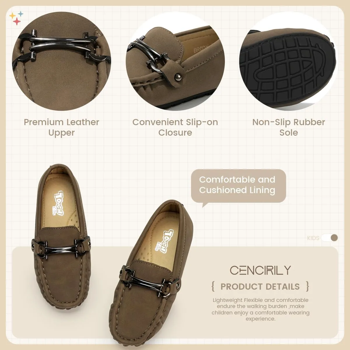 CENCIRILY Toddler Boys Girls Loafers Soft Slip On Little Kid Oxford Dress Flats Casual Boat Shoes School Uniform Moccasin Walking Shoes