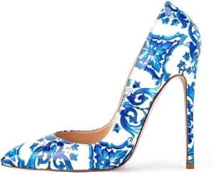 China Doll Shoes - Oriental Print Snake Skin Pumps, Pointed Toe Stiletto Heels, Classic Floral Designs, Comfortable Chinoiserie Dress Shoes