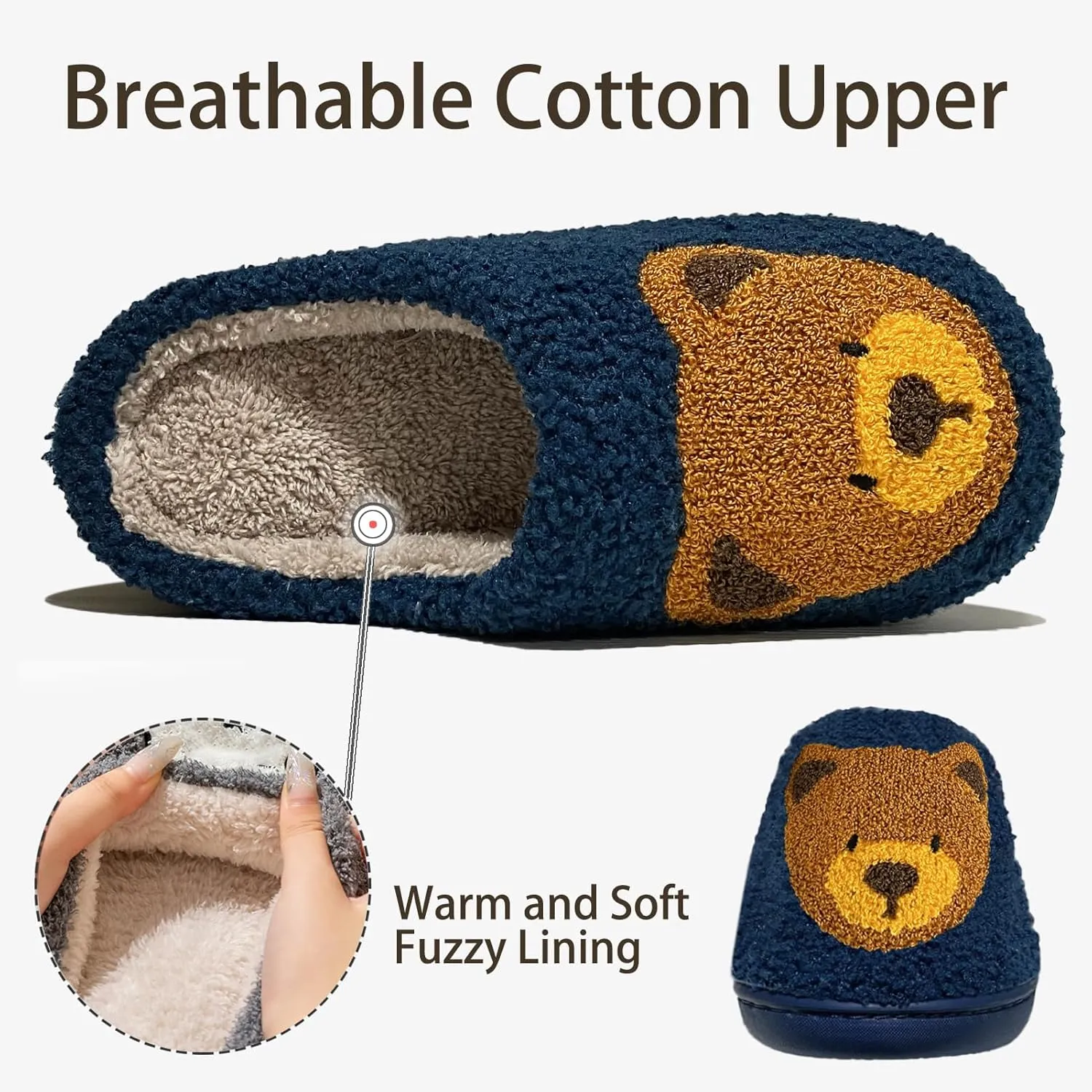 Christmas Slippers Reindeer Slippers for Women and Men Holiday Halloween Slippers Indoor Bedroom Fluffy Warm Fleece Slippers Winter Soft Cozy Home Non-Slip Soft Plush Slip-on Wool Lined House Shoes