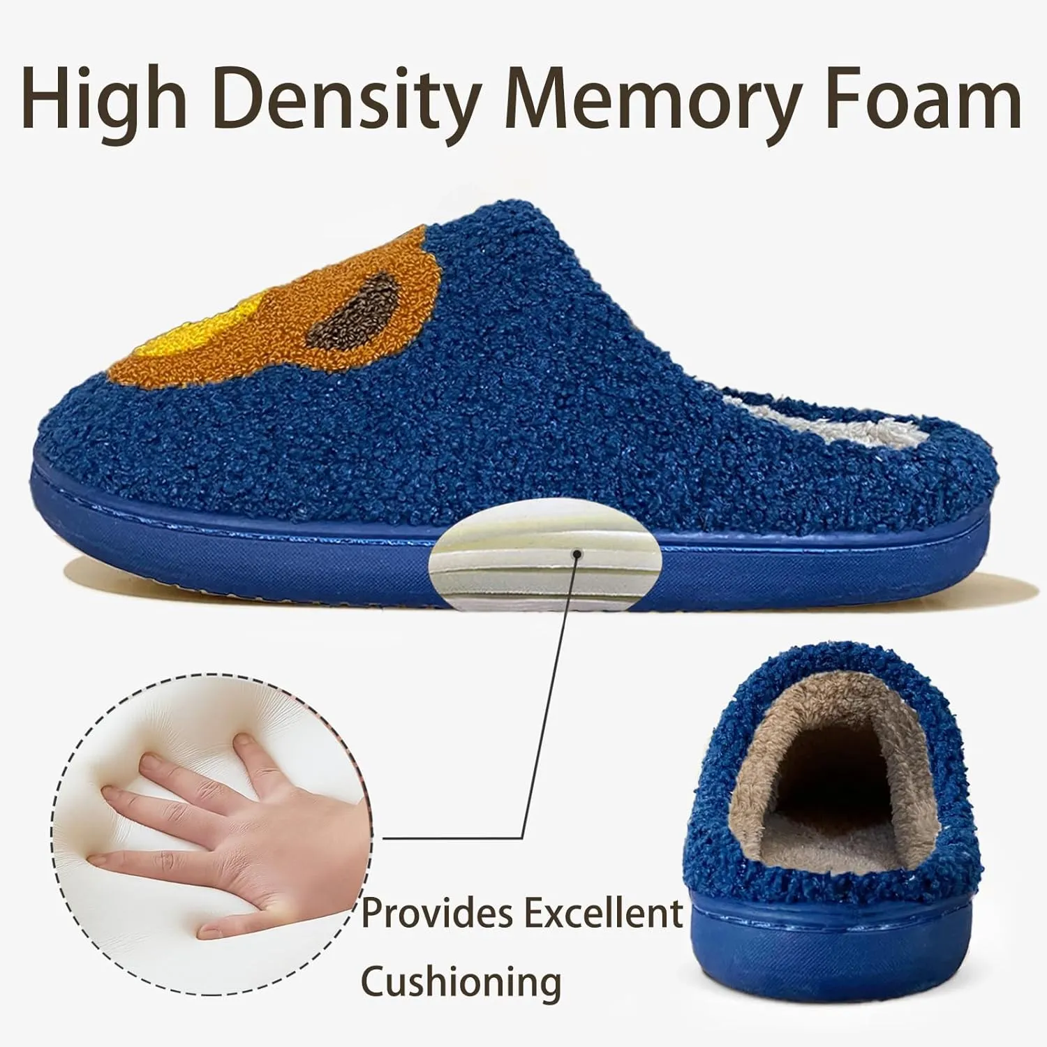 Christmas Slippers Reindeer Slippers for Women and Men Holiday Halloween Slippers Indoor Bedroom Fluffy Warm Fleece Slippers Winter Soft Cozy Home Non-Slip Soft Plush Slip-on Wool Lined House Shoes