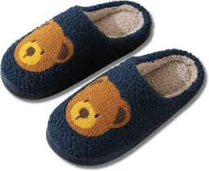 Christmas Slippers Reindeer Slippers for Women and Men Holiday Halloween Slippers Indoor Bedroom Fluffy Warm Fleece Slippers Winter Soft Cozy Home Non-Slip Soft Plush Slip-on Wool Lined House Shoes