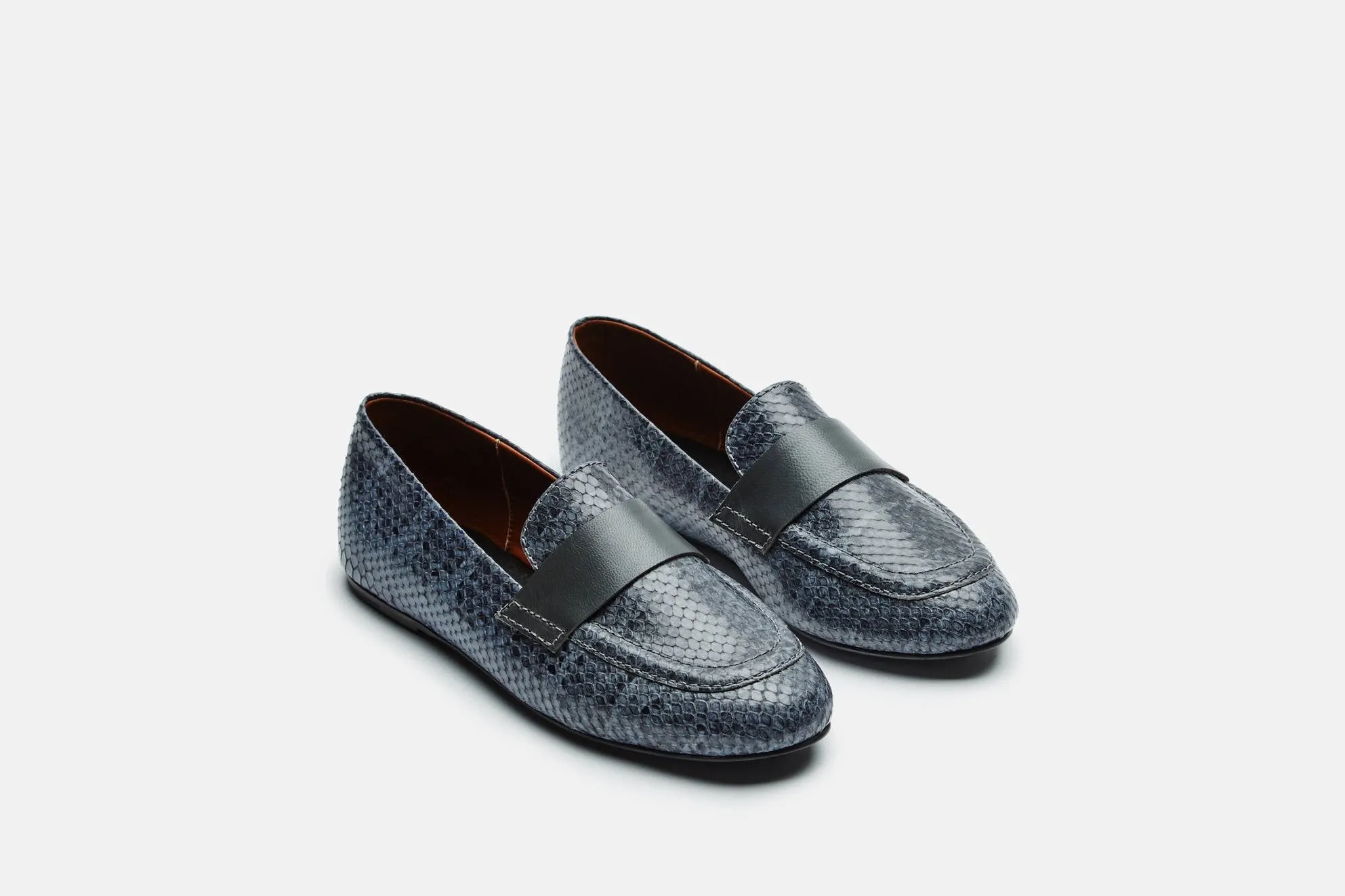 Claude Loafer with Band - Ink Blue Embossed Snake/Lead Band