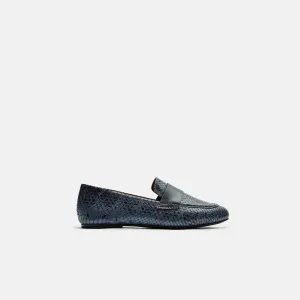 Claude Loafer with Band - Ink Blue Embossed Snake/Lead Band