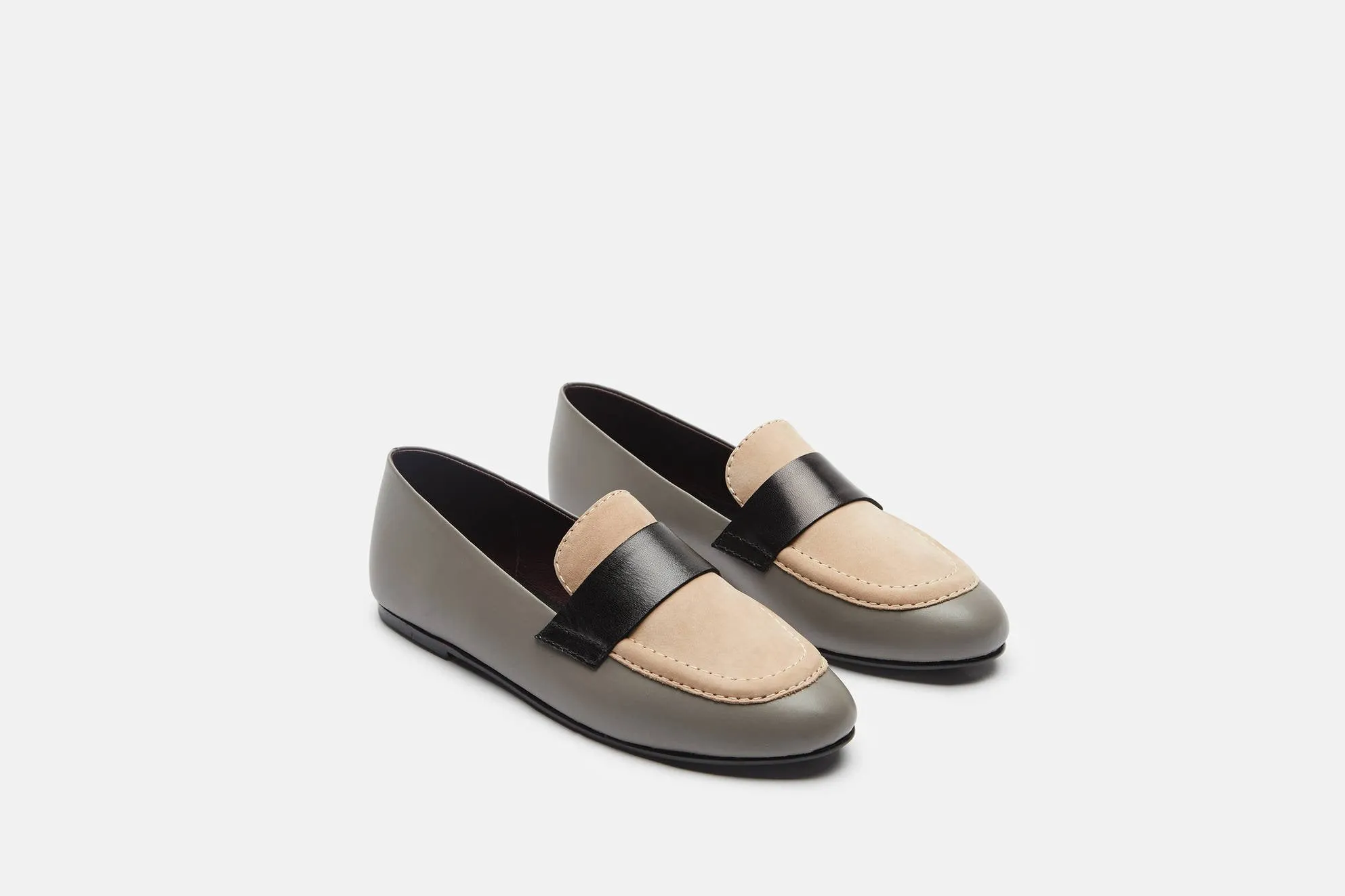 Claude Penny Loafer - Dove Grey/Nude/Black
