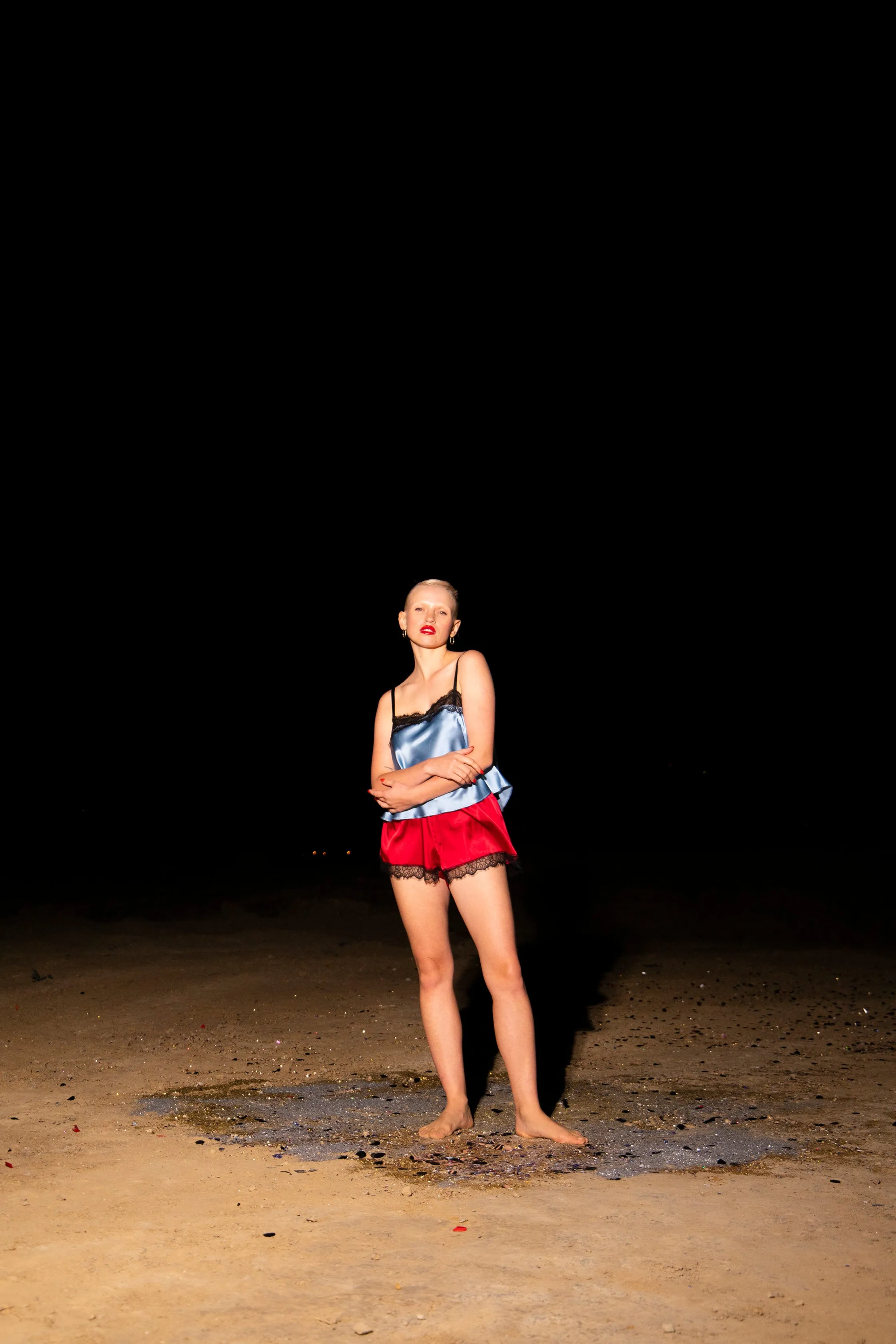 CLEO BOXER SET {DUSK BLUE & TANGO RED}