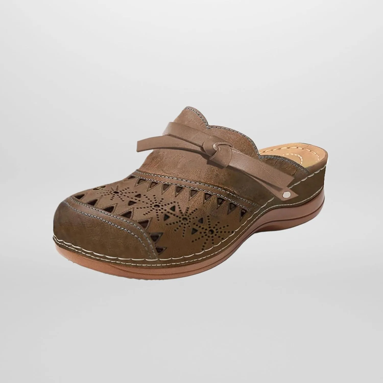Clogs for Women Wide Width Wedge Sandals Hollow Out Closed Toe Slip On Slippers Arch Support Outdoor Beach Slippers