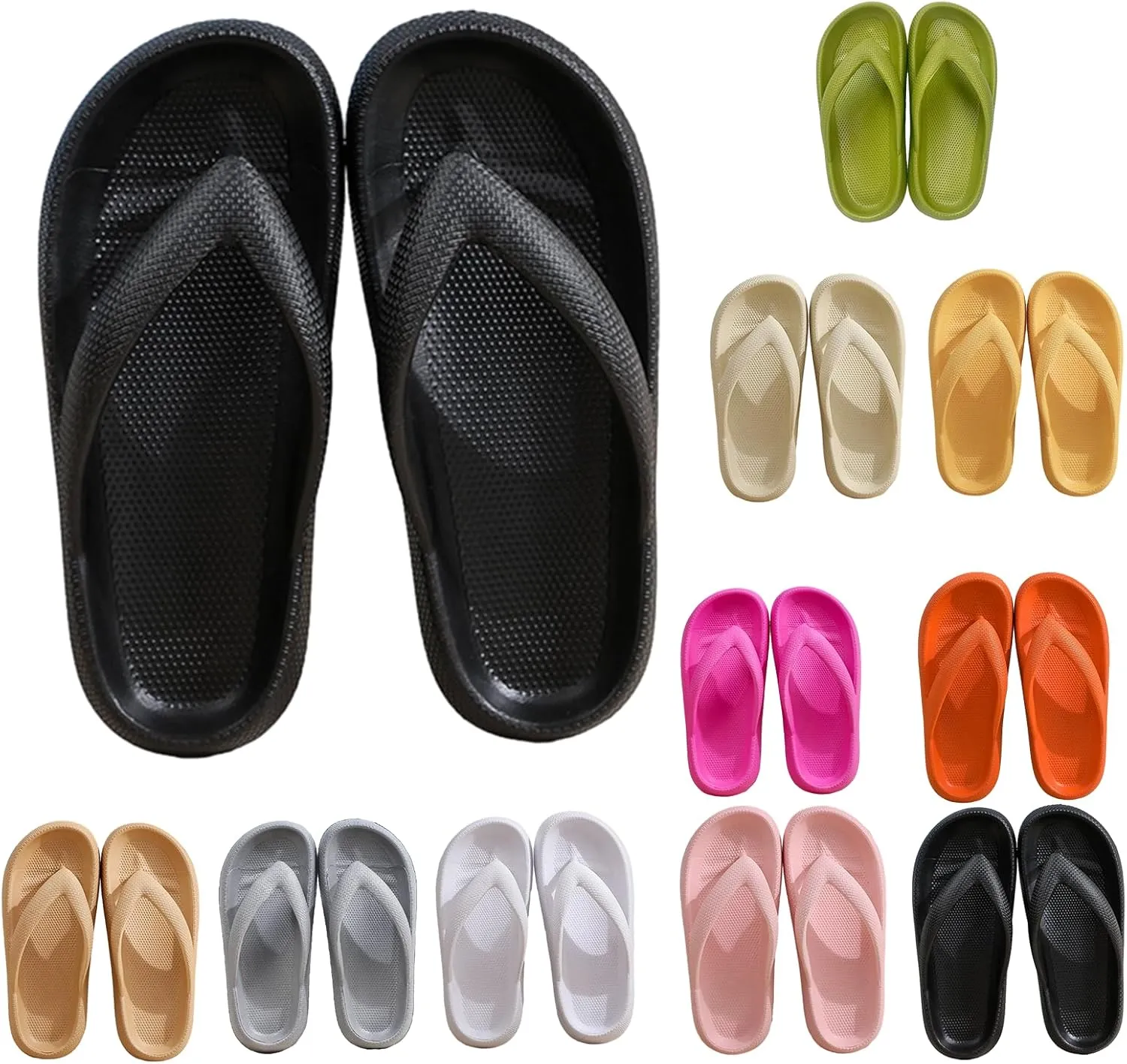 Cloudies Flip Flops for Women, Slippers with Ultra Soft Arch Support Non-Slip, Soft Slides Sandals for Indoor and Outdoor
